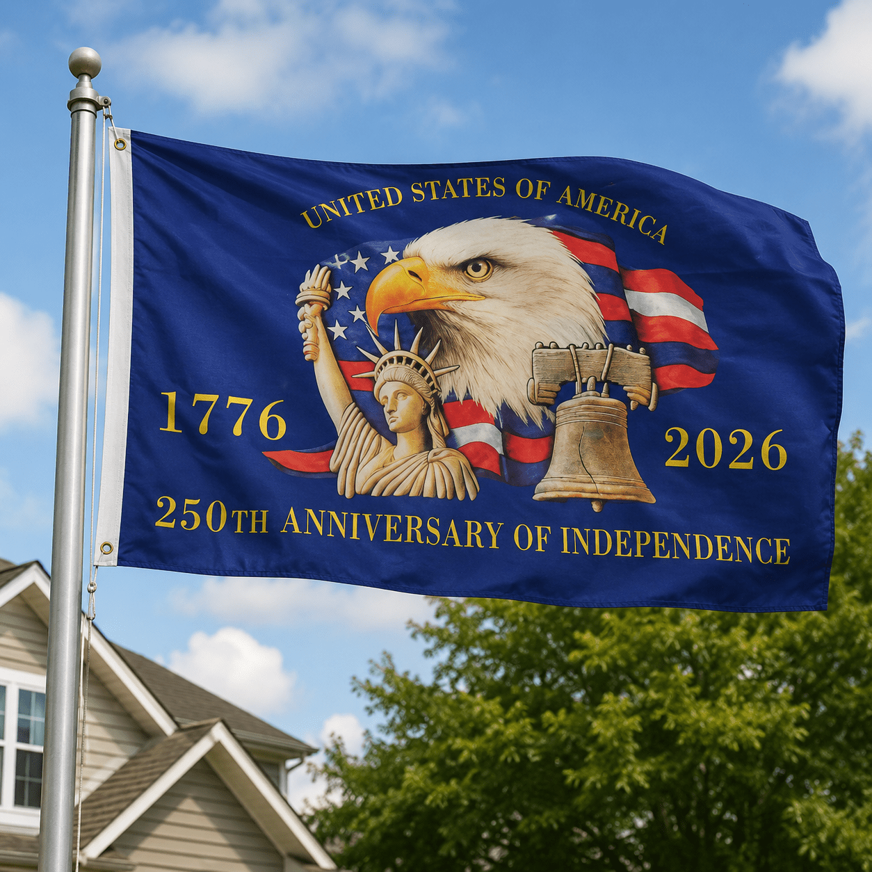 250 Years of American Independence Eagle 3'x5' Flag - PatriotDepot.com