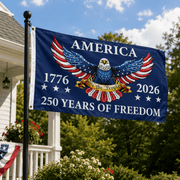 250 Years of Freedom Patriotic Eagle Flag – 1776–2026 American Anniversary Flag (Navy) - PatriotDepot.com