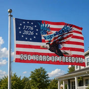 250 Years of Freedom Patriotic Flying Eagle Flag – 1776–2026 American Anniversary Flag - PatriotDepot.com