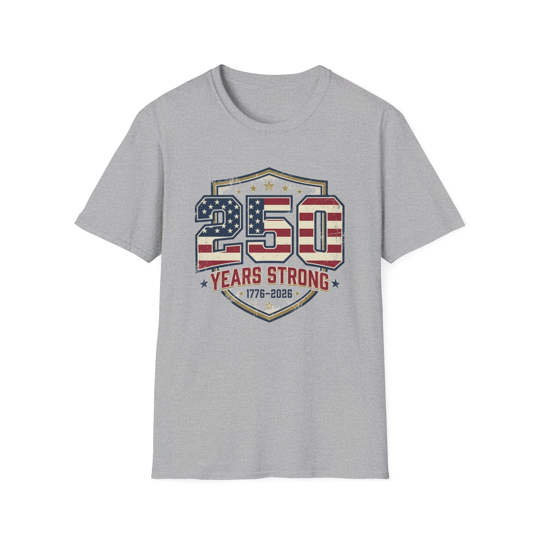 250 Years Strong Patriotic T-Shirt — 1776–2026 - PatriotDepot.com