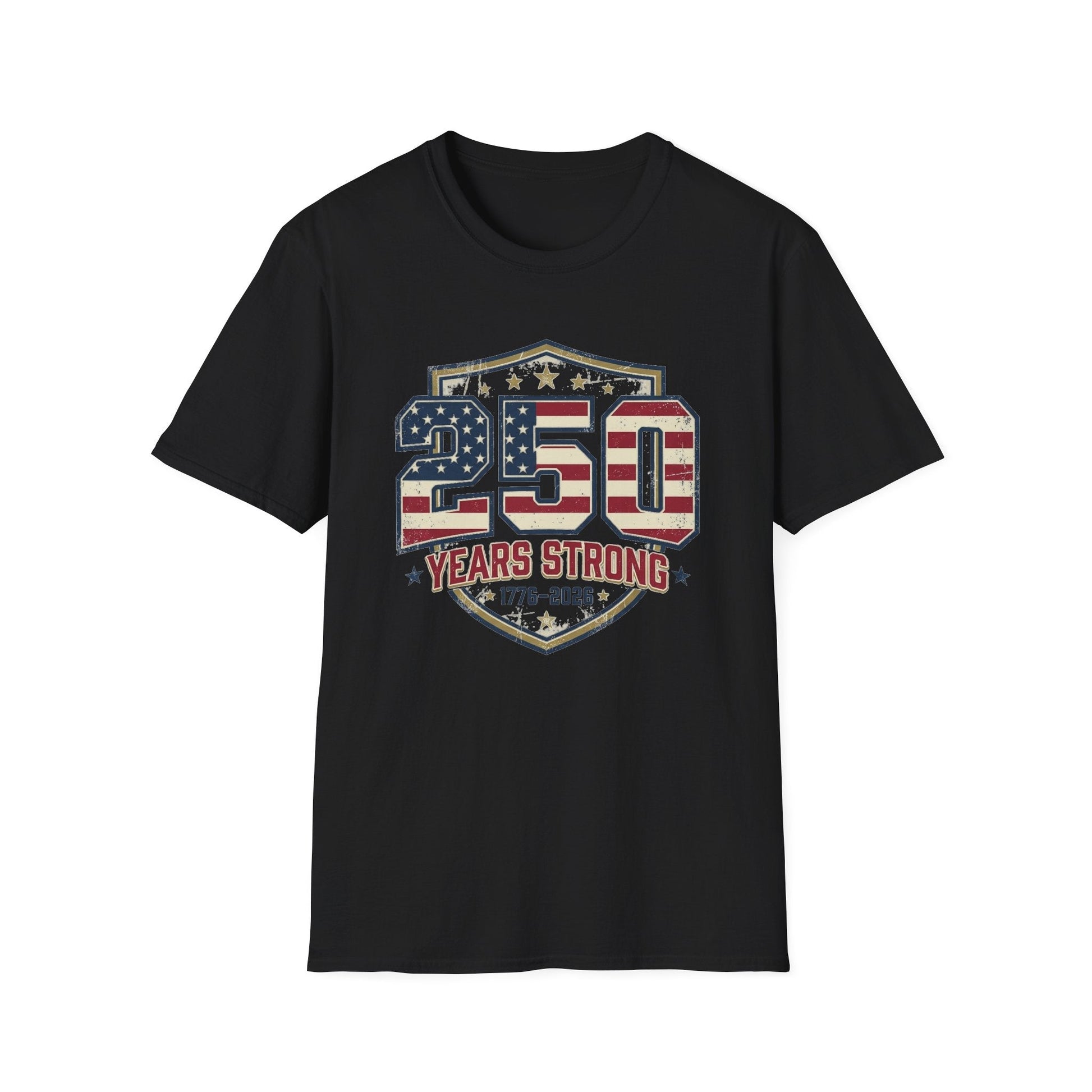 250 Years Strong Patriotic T-Shirt — 1776–2026 - PatriotDepot.com