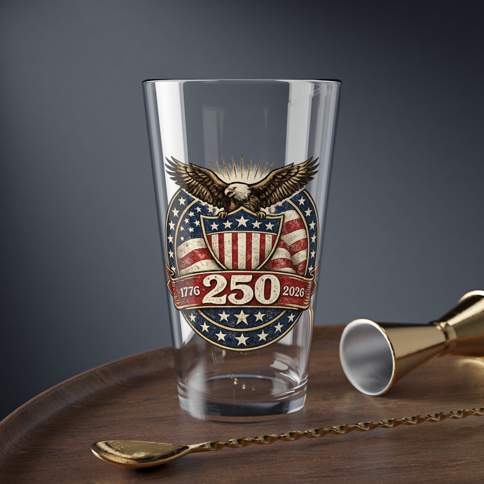 250th Anniversary American Eagle Shield 1776–2026 Glass - PatriotDepot.com