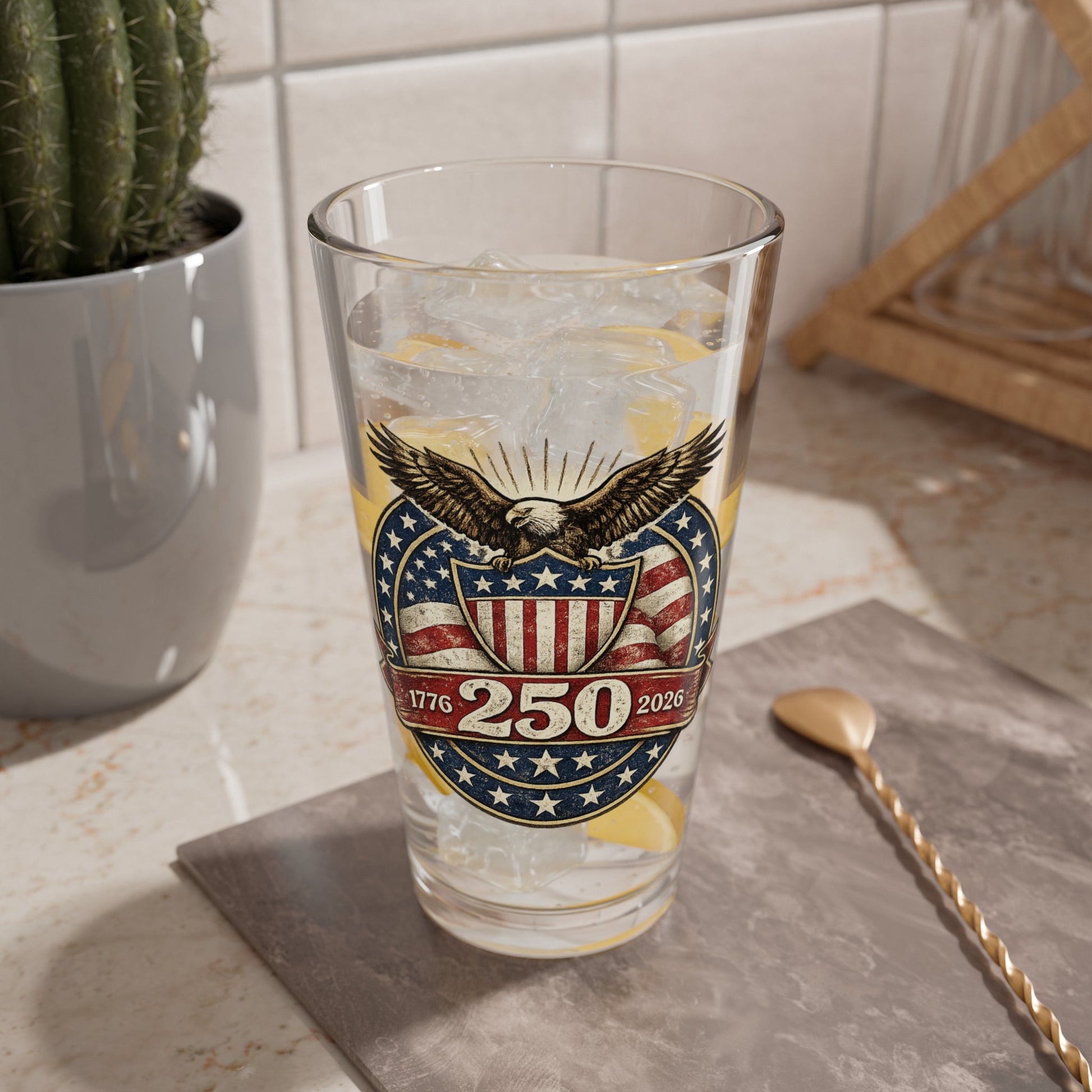 250th Anniversary American Eagle Shield 1776–2026 Glass - PatriotDepot.com