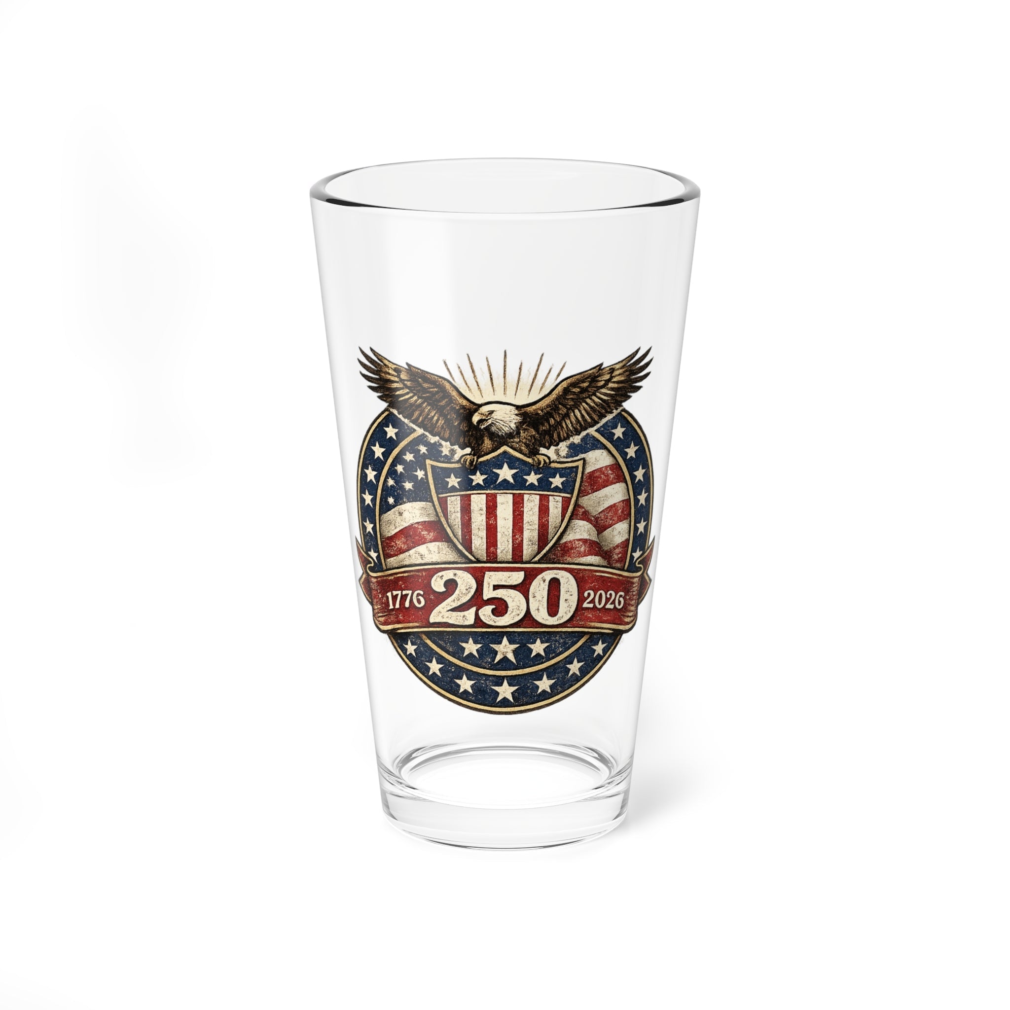 250th Anniversary American Eagle Shield 1776–2026 Glass - PatriotDepot.com