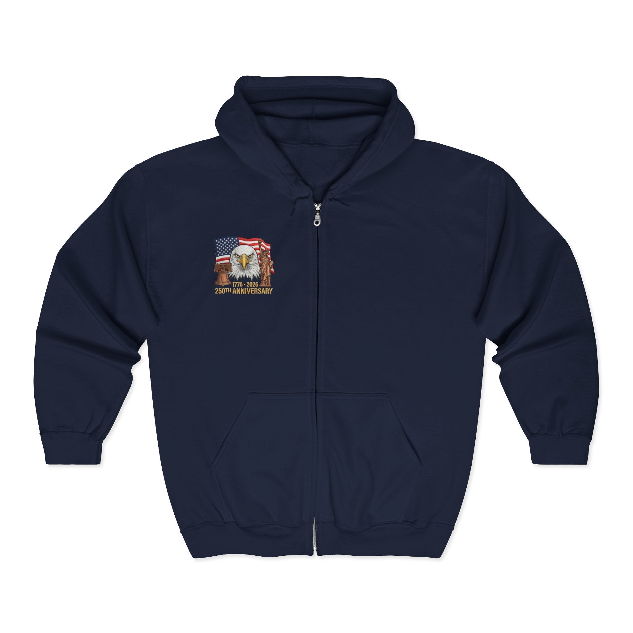 250th Anniversary Eagle Flag Full - Zip Hoodie – 1776–2026 Patriotic Zip - Up - PatriotDepot.com