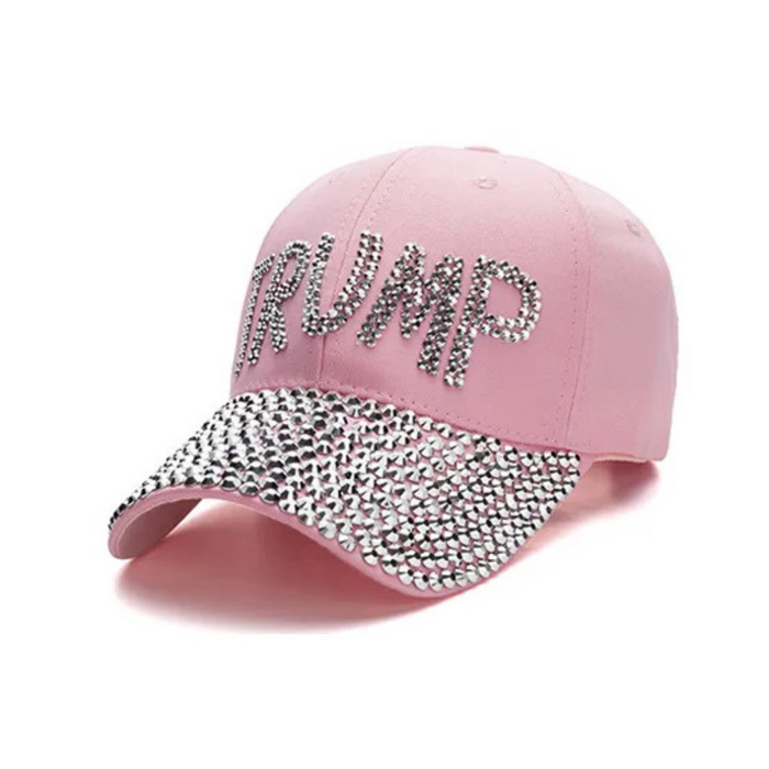 Trump Cotton Candy Pink Rhinestone Embroidered Hat