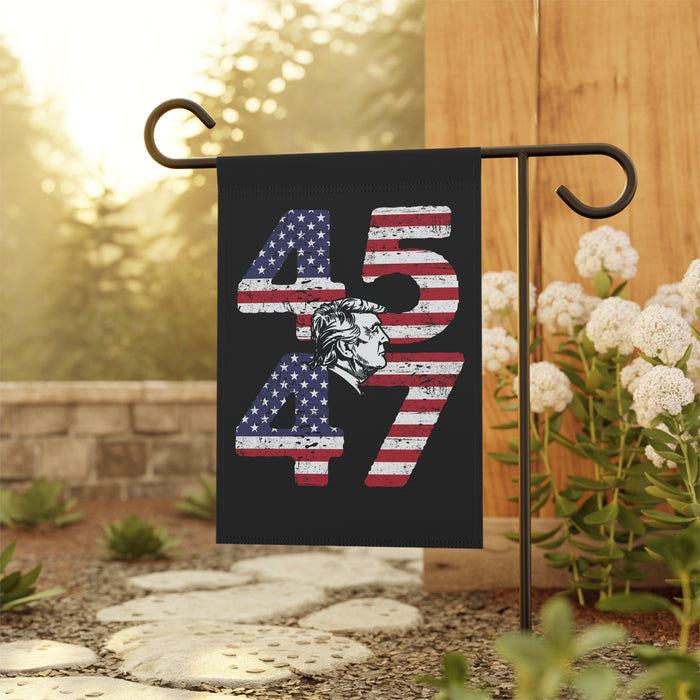 45 47 Patriotic Trump Silhoutte Garden Flag