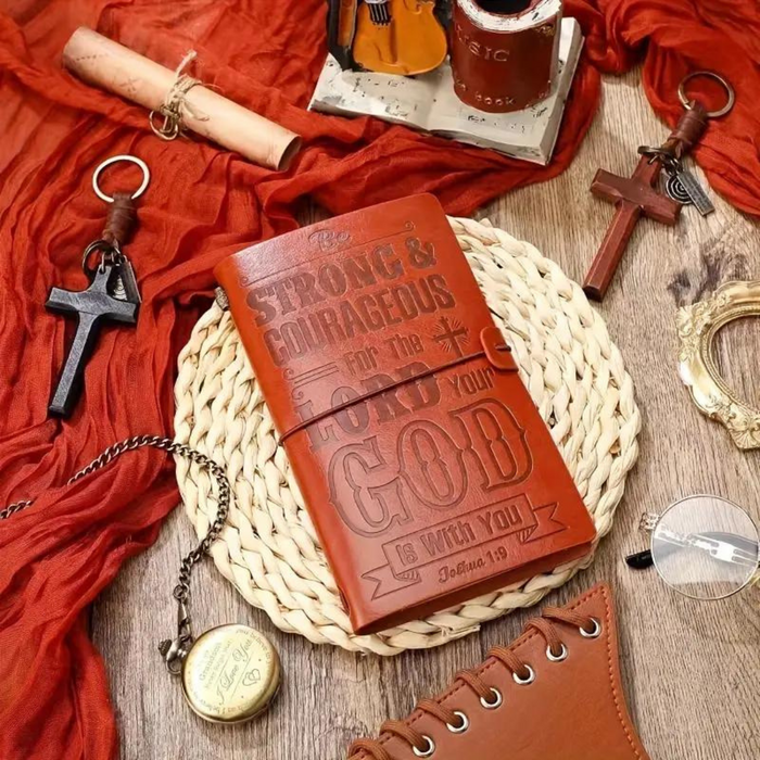 "Be Strong And Courageous" Handmade Faux Leather Journal