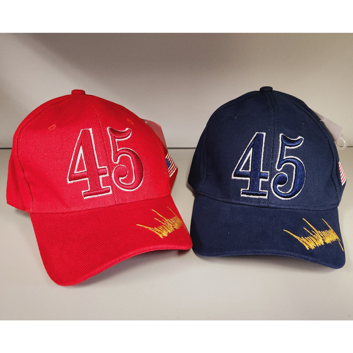 Trump 45 3D Custom Embroidered Patriotic Hat Bundle (2 Pack)