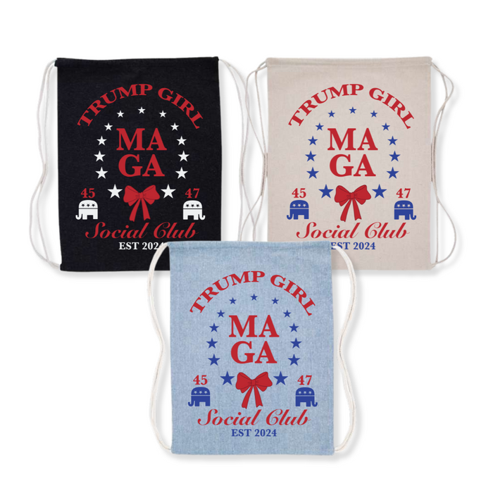 Trump Girl "MAGA Social Club" Drawstring Bag (3 Colors)