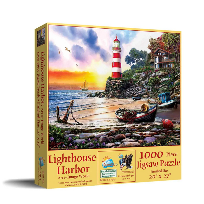 Lighthouse Harbor 1000 Piece Puzzle (Made in the USA)