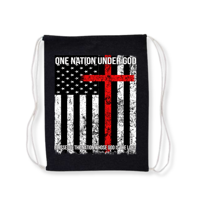 One Nation Under God. Blessed is the Nation Whose God is the Lord Drawstring Bag (3 Colors)