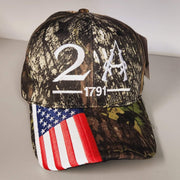 2A 1791 Custom Embroidered Hat with Flag Bill (Camo) - PatriotDepot.com