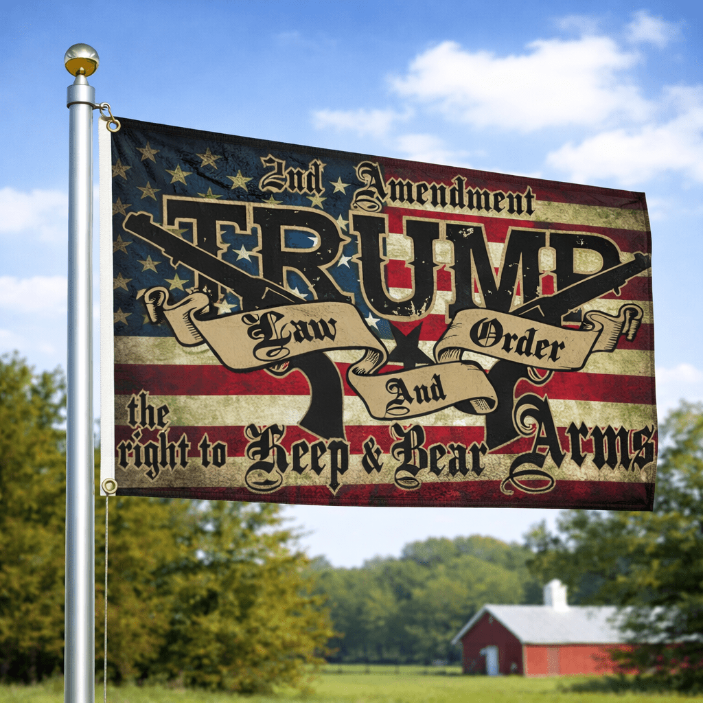 2A Trump Law and Order "The Right to Keep & Bear Arms" Flag - PatriotDepot.com