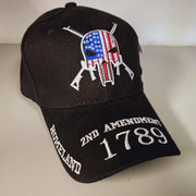 2nd Amendment 1789 Patriotic Skull 3D Embroidered Hat & Bill - PatriotDepot.com