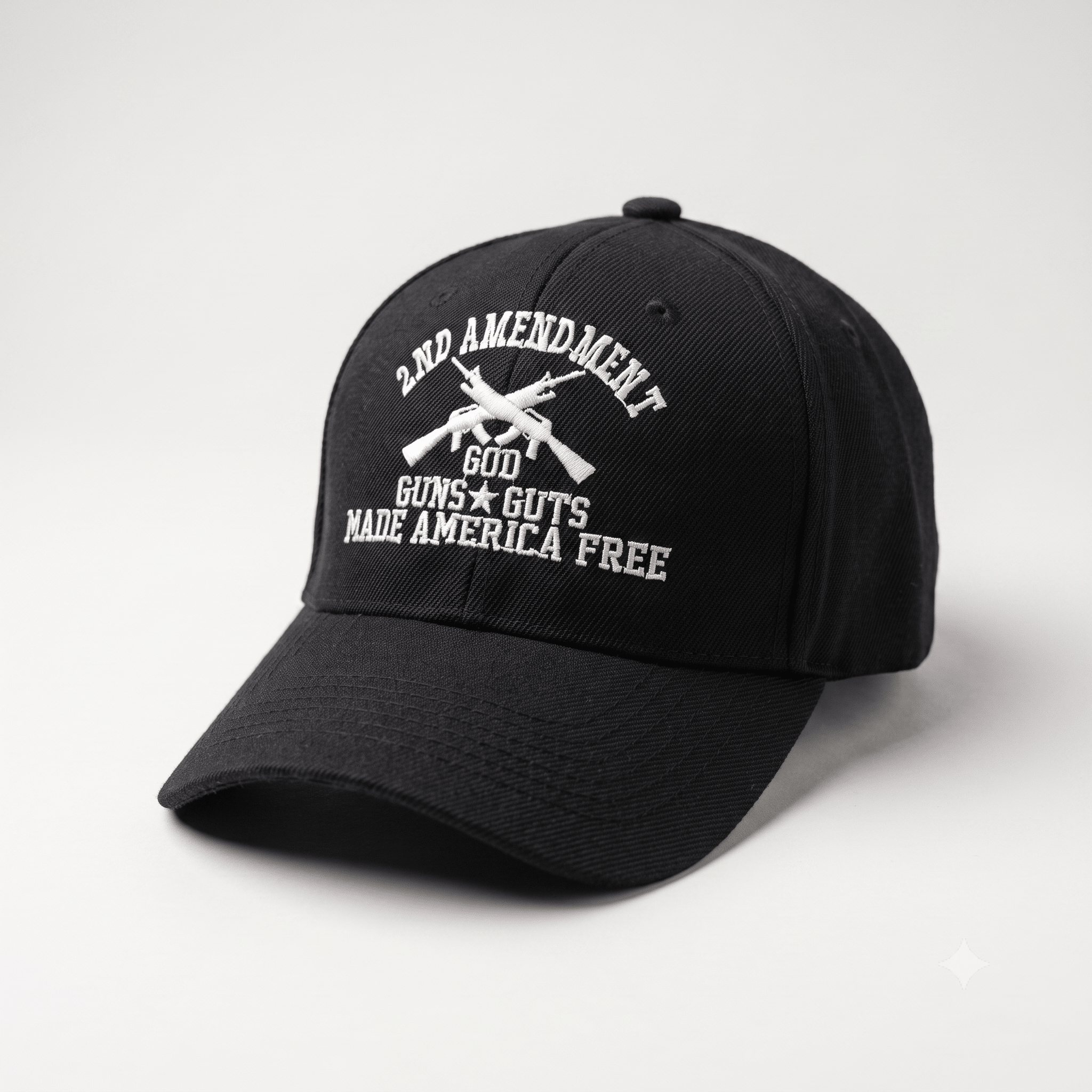 2nd Amendment – God, Guns & Guts Made America Free Hat (Black) - PatriotDepot.com