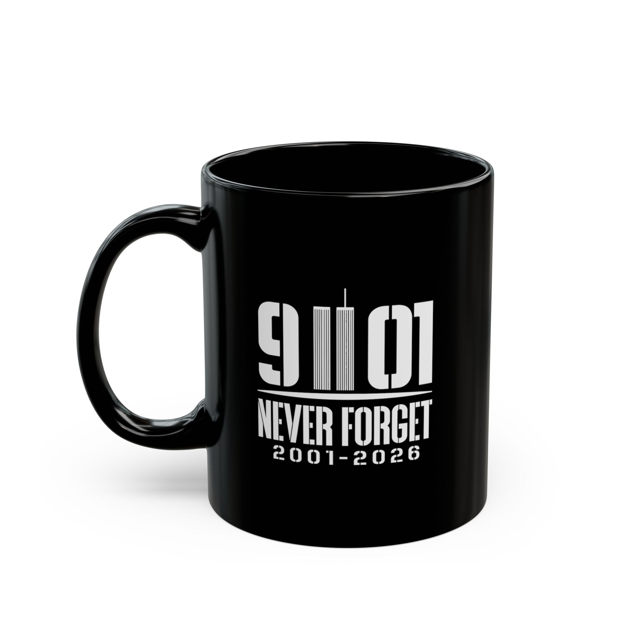 9/11 Never Forget Memorial Mug (Black, 11oz & 15oz) | 25th Anniversary Memorial