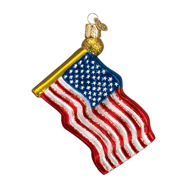 American Flag Glass Ornament
