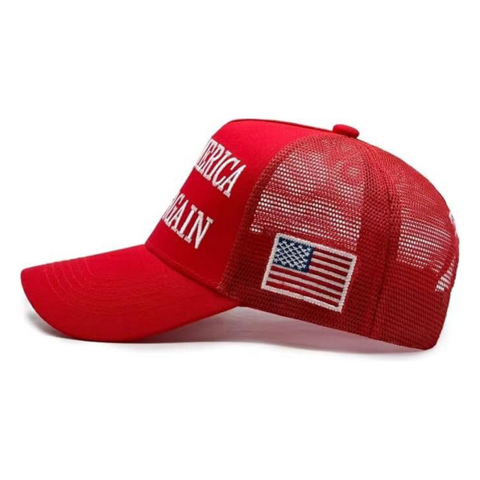 Premium Make America Great Again 45-47 Embroidered Trucker Hat (Red) 4 Sided Design