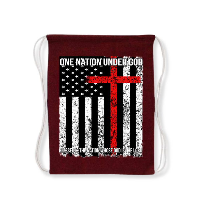 One Nation Under God. Blessed is the Nation Whose God is the Lord Drawstring Bag (3 Colors)