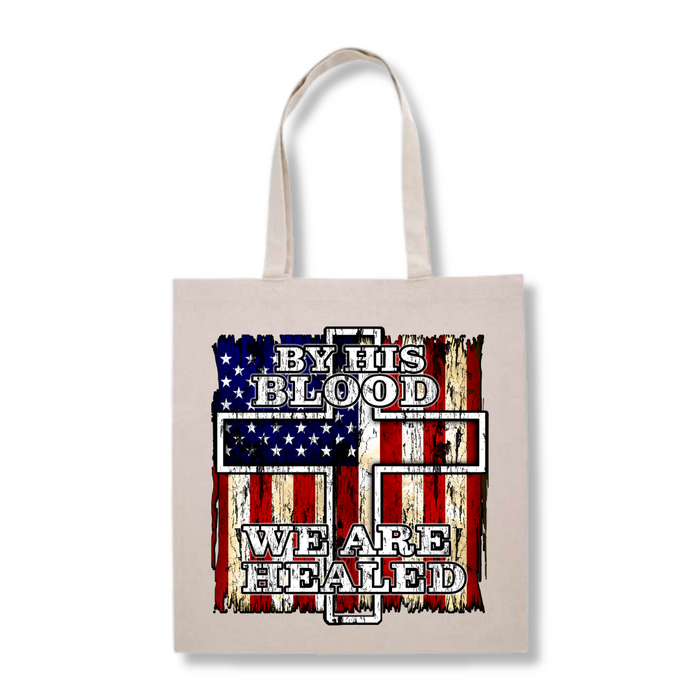 By His Blood We Are Healed Tote Bag (3 Colors)