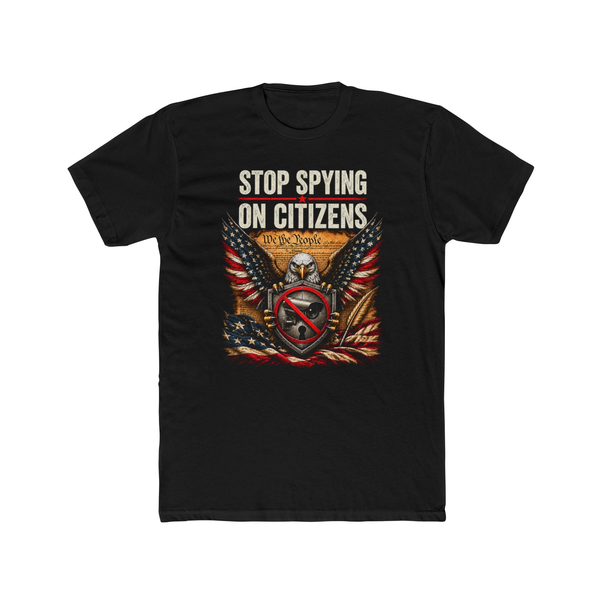 Stop Spying on Citizens T-Shirt – Patriotic American Eagle