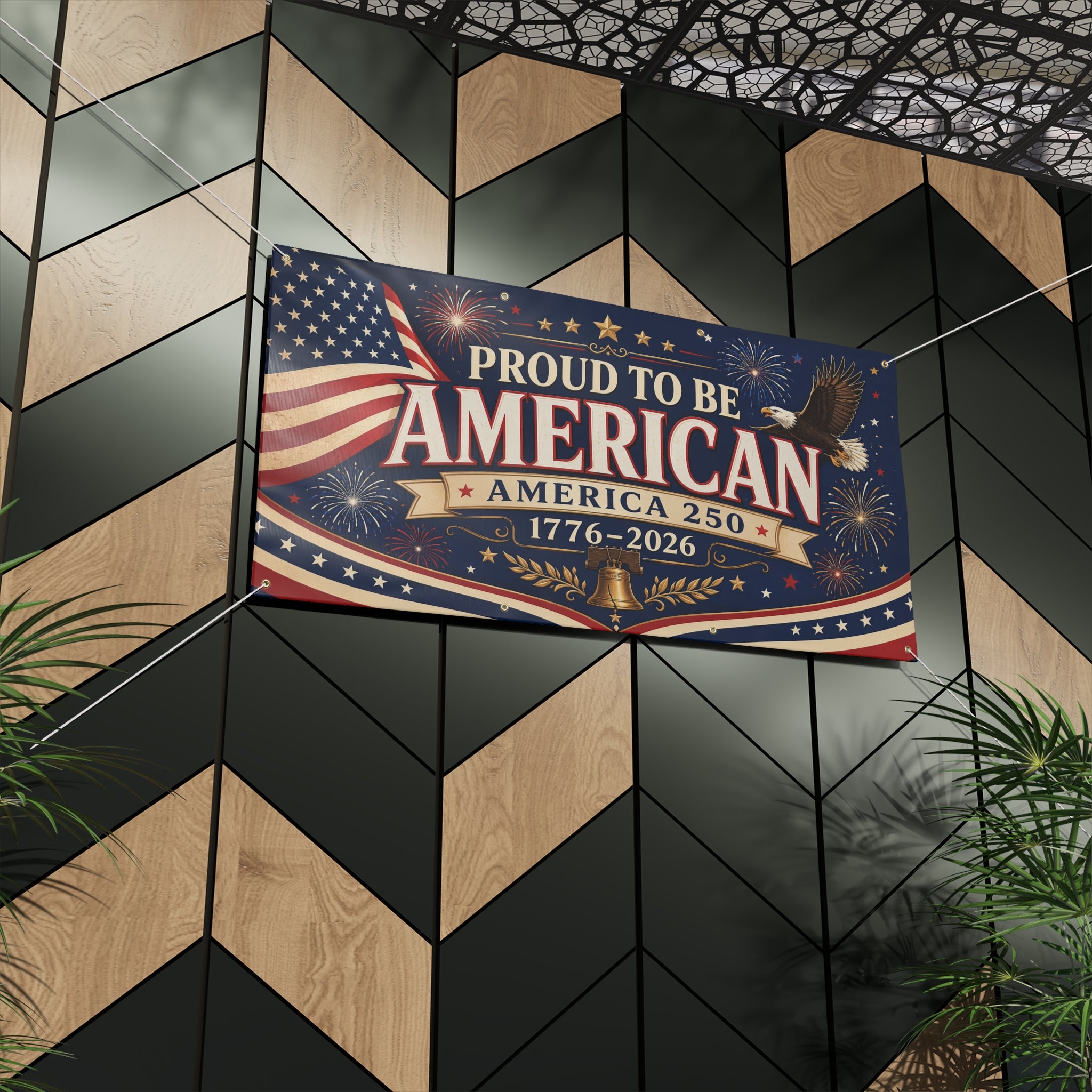Proud to Be American Matte Banner — America 250 1776–2026 Patriotic Outdoor Flag