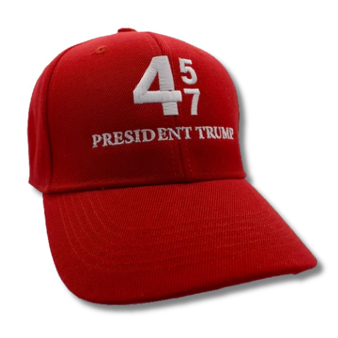 45 47 President Trump Custom Embroidered Hat (Red) - PatriotDepot.com