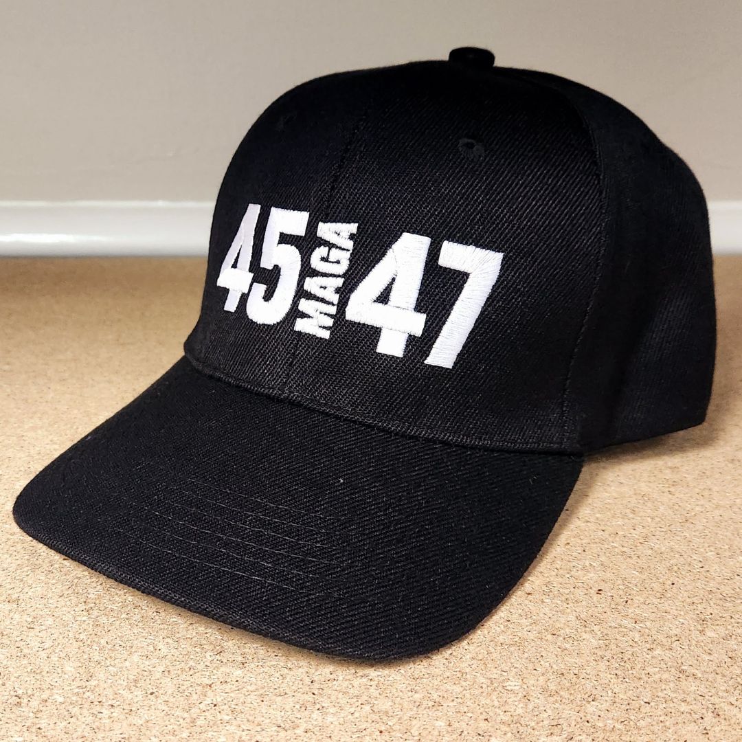 45 MAGA 47 Custom Embroidered Hat (Black) - PatriotDepot.com