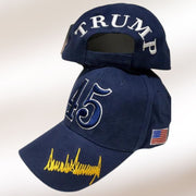 45 Trump Signature 3D Premium Embroidered Hat (Navy) - PatriotDepot.com