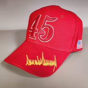 45 Trump Signature 3D Premium Embroidered Hat (Red) - PatriotDepot.com