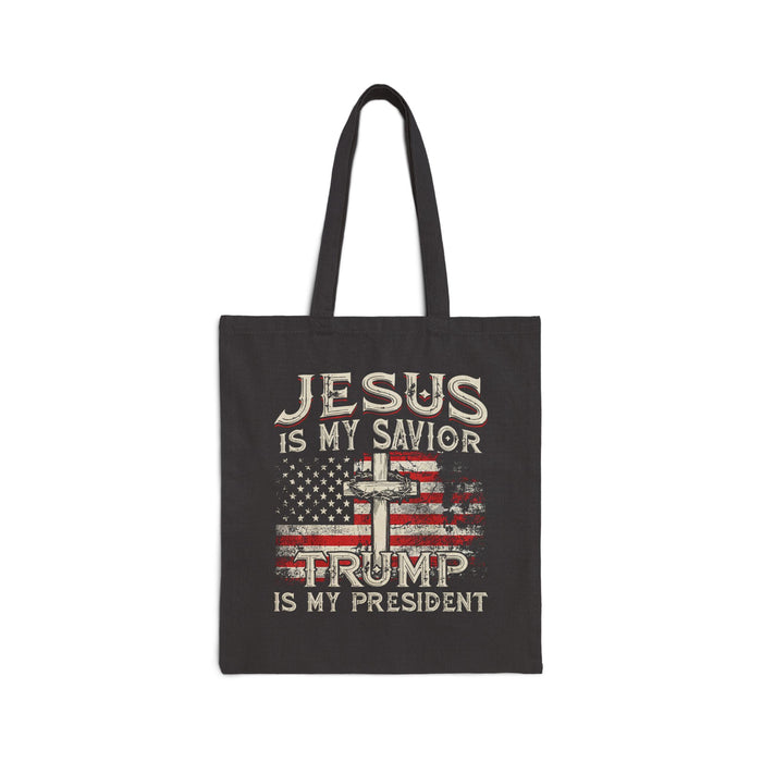 Jesus is My Savior Trump is My President Custom Canvas Tote Bag