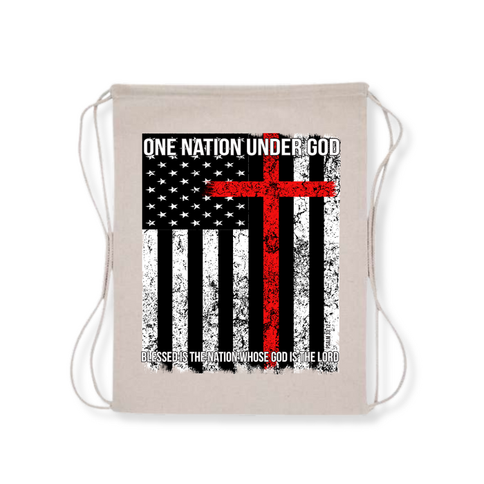One Nation Under God. Blessed is the Nation Whose God is the Lord Drawstring Bag (3 Colors)