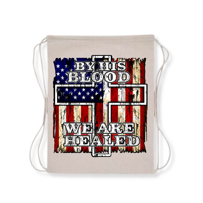 By His Blood We Are Healed Drawstring Bag (3 Colors)