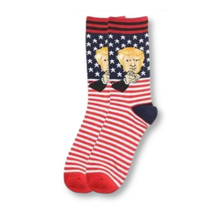 Trump with Stars Patriotic Socks