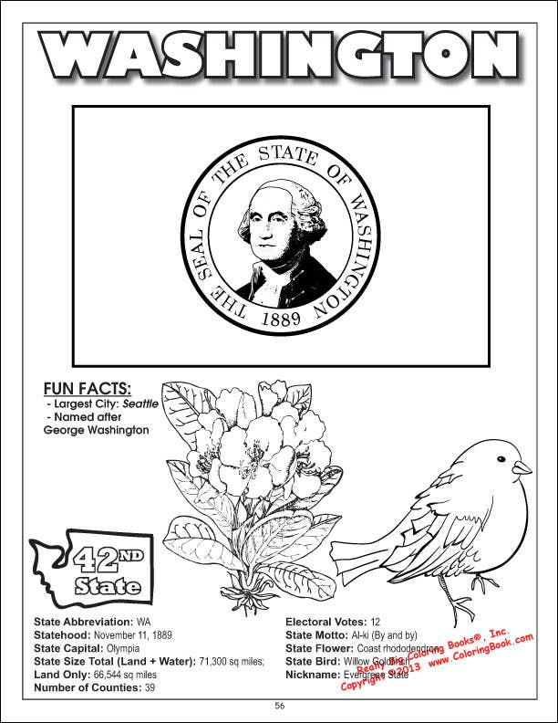 50 United States Coloring Book (8.5"x11") - PatriotDepot.com