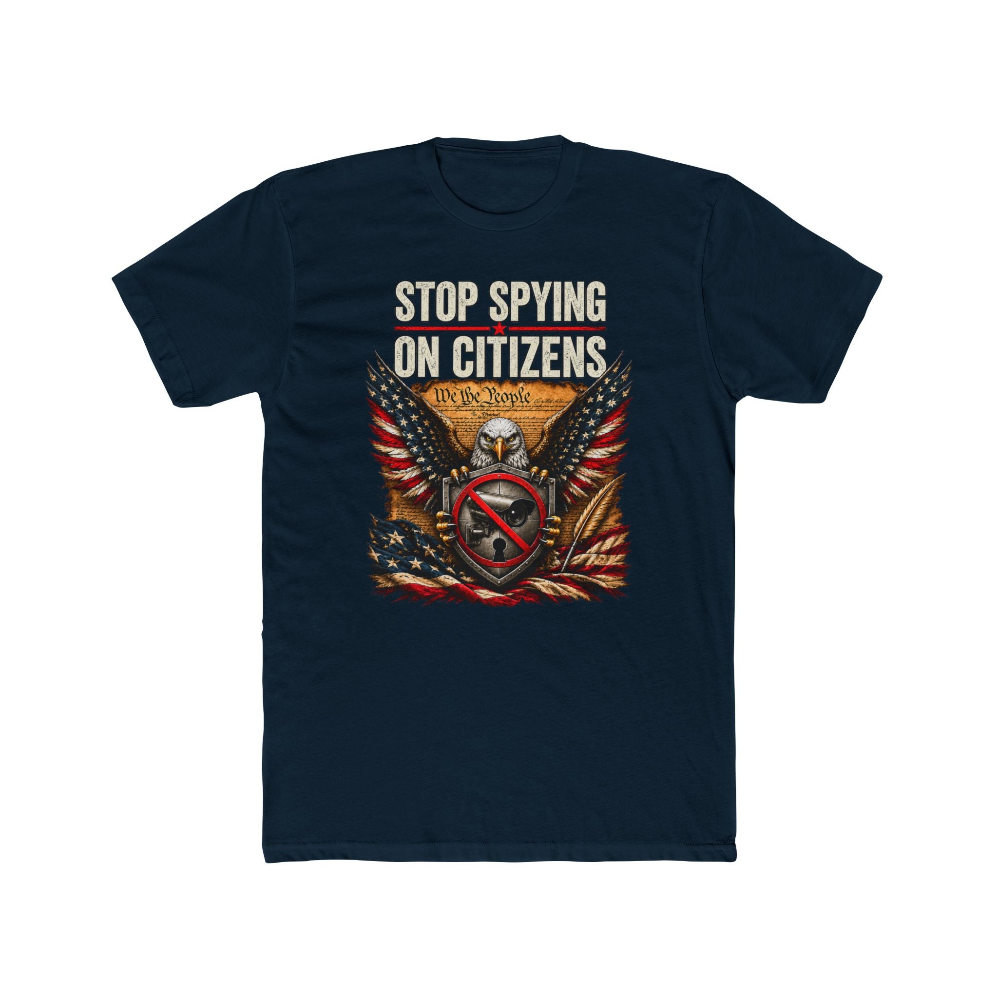 Stop Spying on Citizens T-Shirt – Patriotic American Eagle