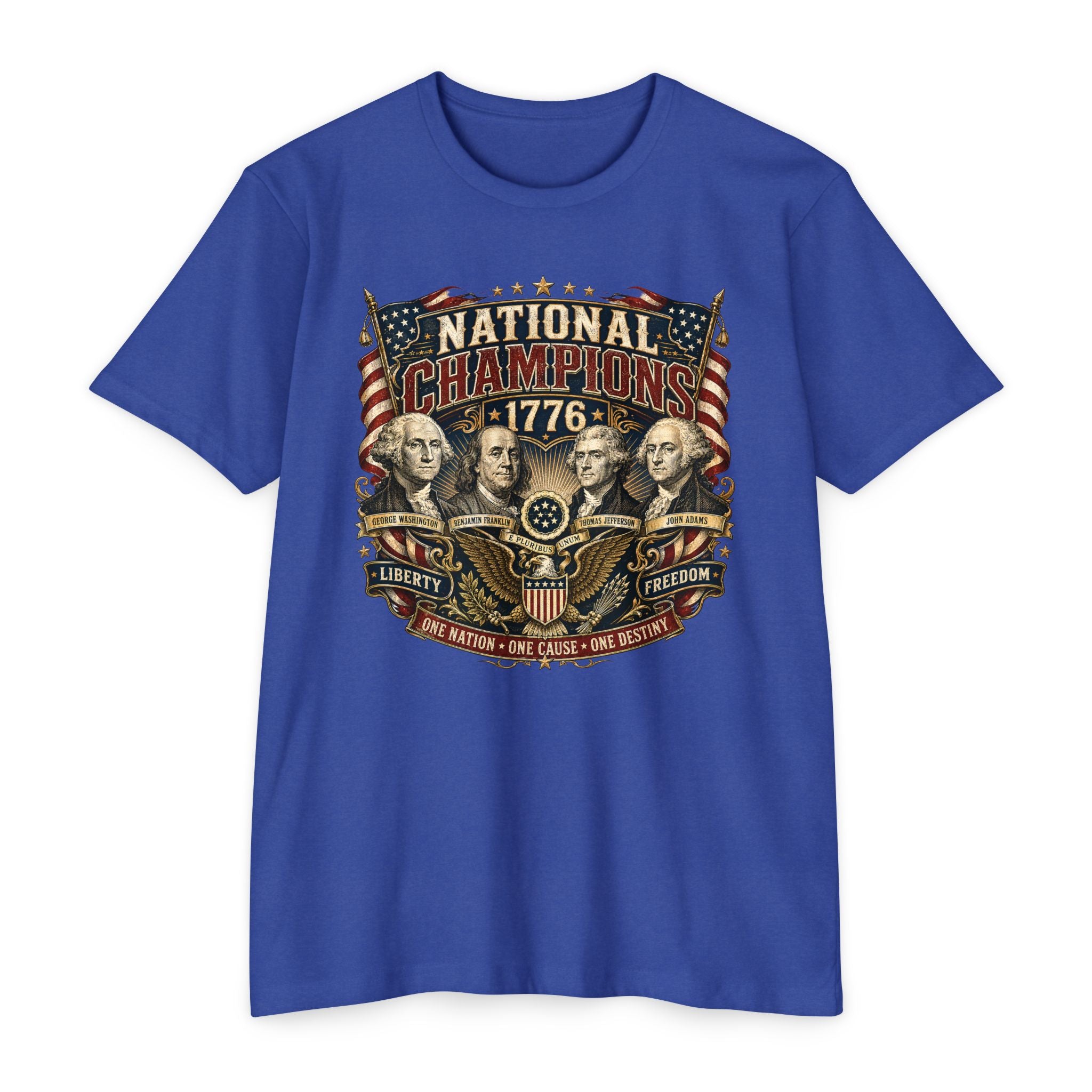 "National Champions 1776" Patriotic T-Shirt – Custom Design Vintage Founding Fathers USA