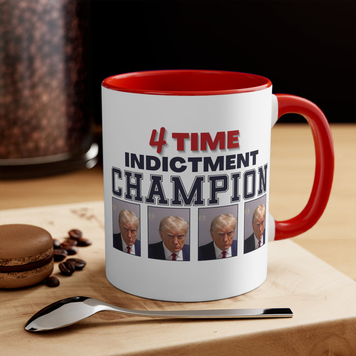 Trump Mugshot 4 Time Indictment Champion Mug (3 Colors, 2 Sizes)