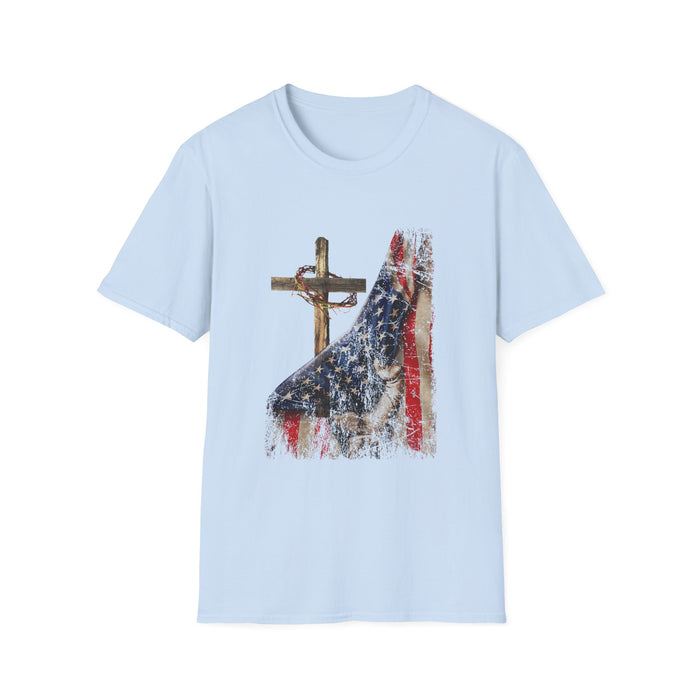 American Flag Reveal Cross Unisex T-Shirt