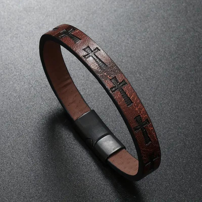 Leather Cross Bracelet (4 Colors)