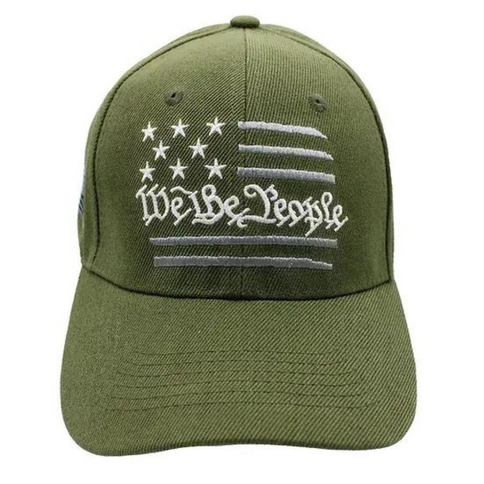 We the People (Stars & Stripes) Embroidered Hat (Olive)