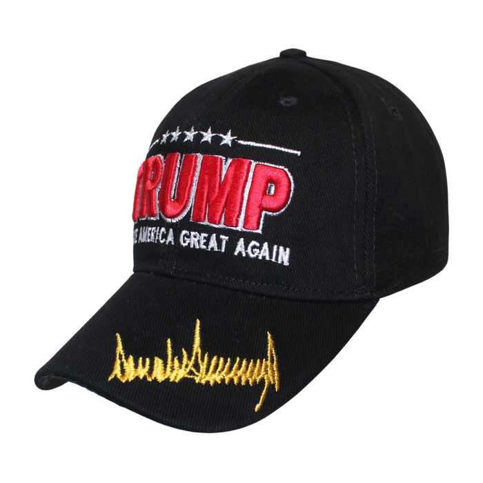 Trump Make America Great Again Signature Embroidered Hat (Black)