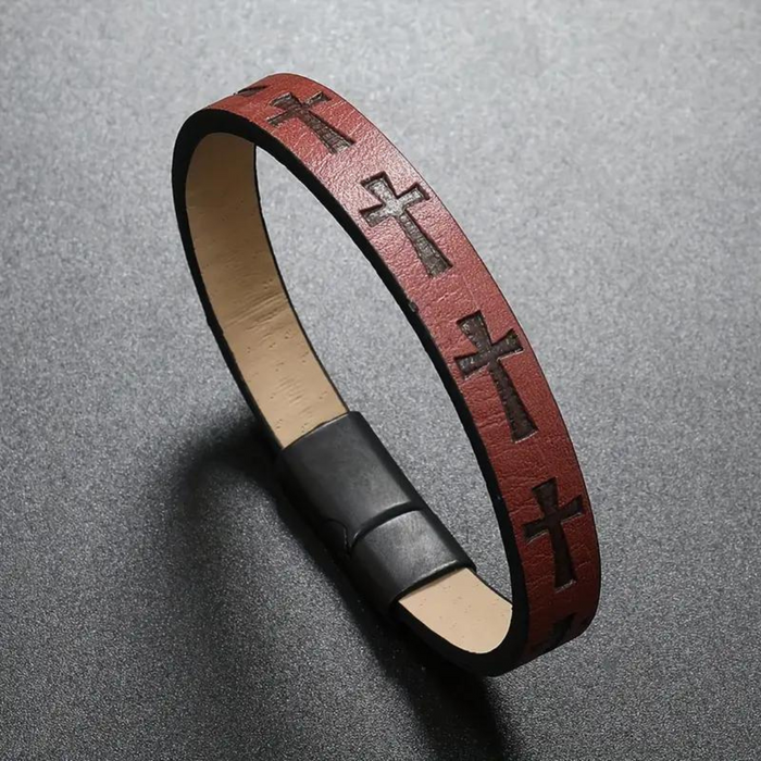 Leather Cross Bracelet (4 Colors)