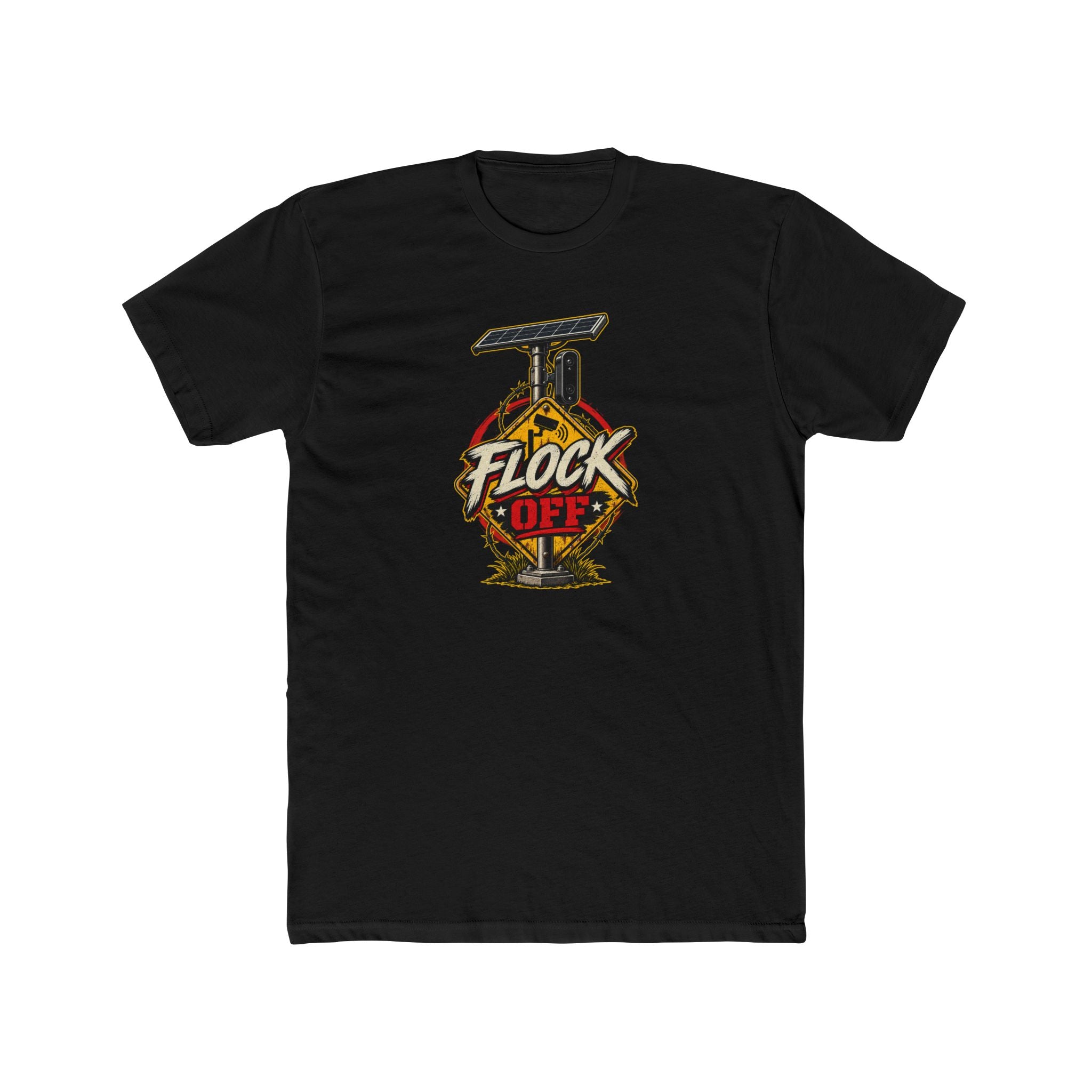Flock Off Surveillance Camera T-Shirt – Stop Government Spying Edition