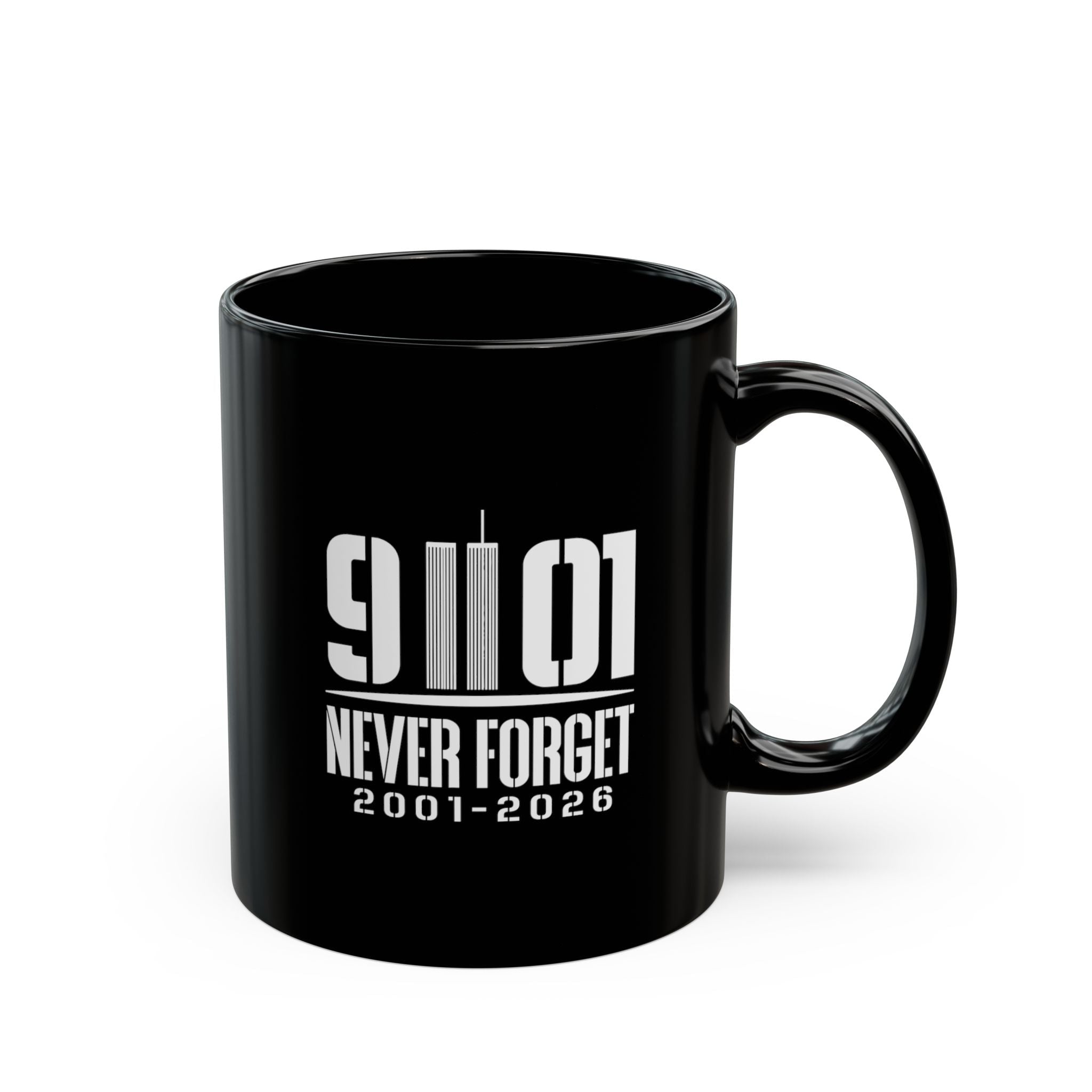 9/11 Never Forget Memorial Mug (Black, 11oz & 15oz) | 25th Anniversary Memorial - PatriotDepot.com