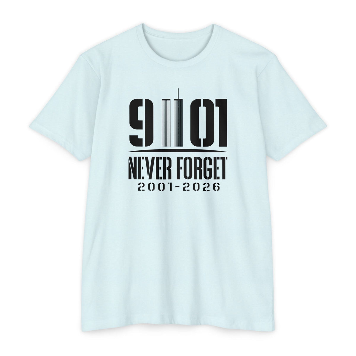9/11 Never Forget Memorial T-Shirt — 2001-2026 | 25th Anniversary Memorial - PatriotDepot.com