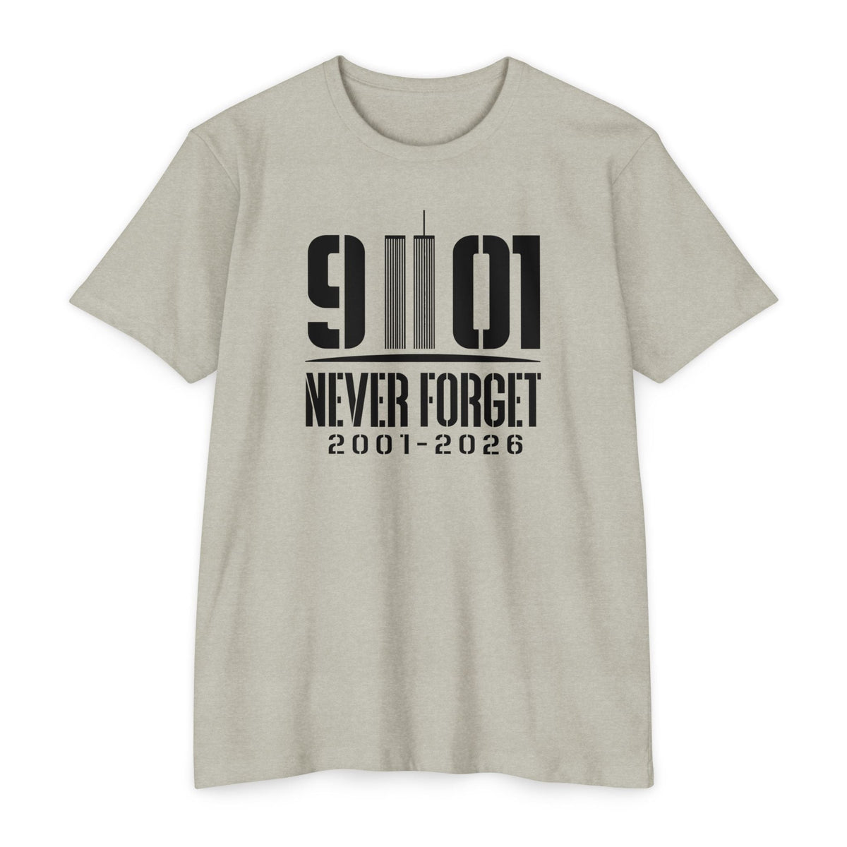 9/11 Never Forget Memorial T-Shirt — 2001-2026 | 25th Anniversary Memorial - PatriotDepot.com