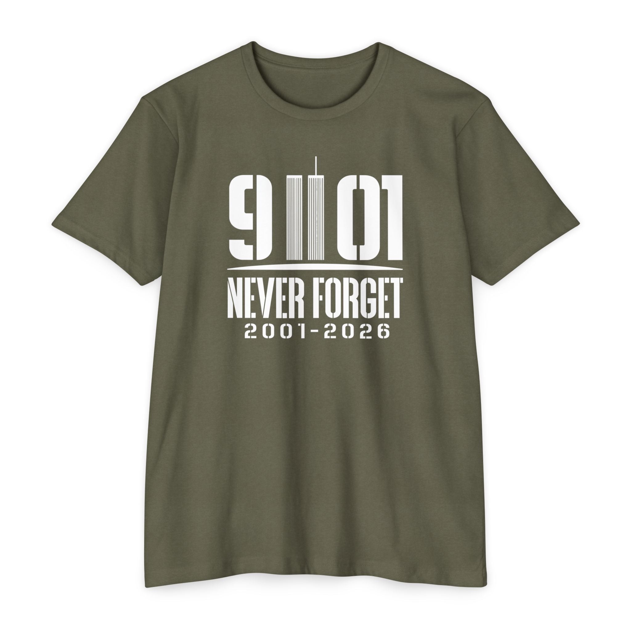 9/11 Never Forget T-Shirt — 2001–2026 25th Anniverary Memorial - PatriotDepot.com