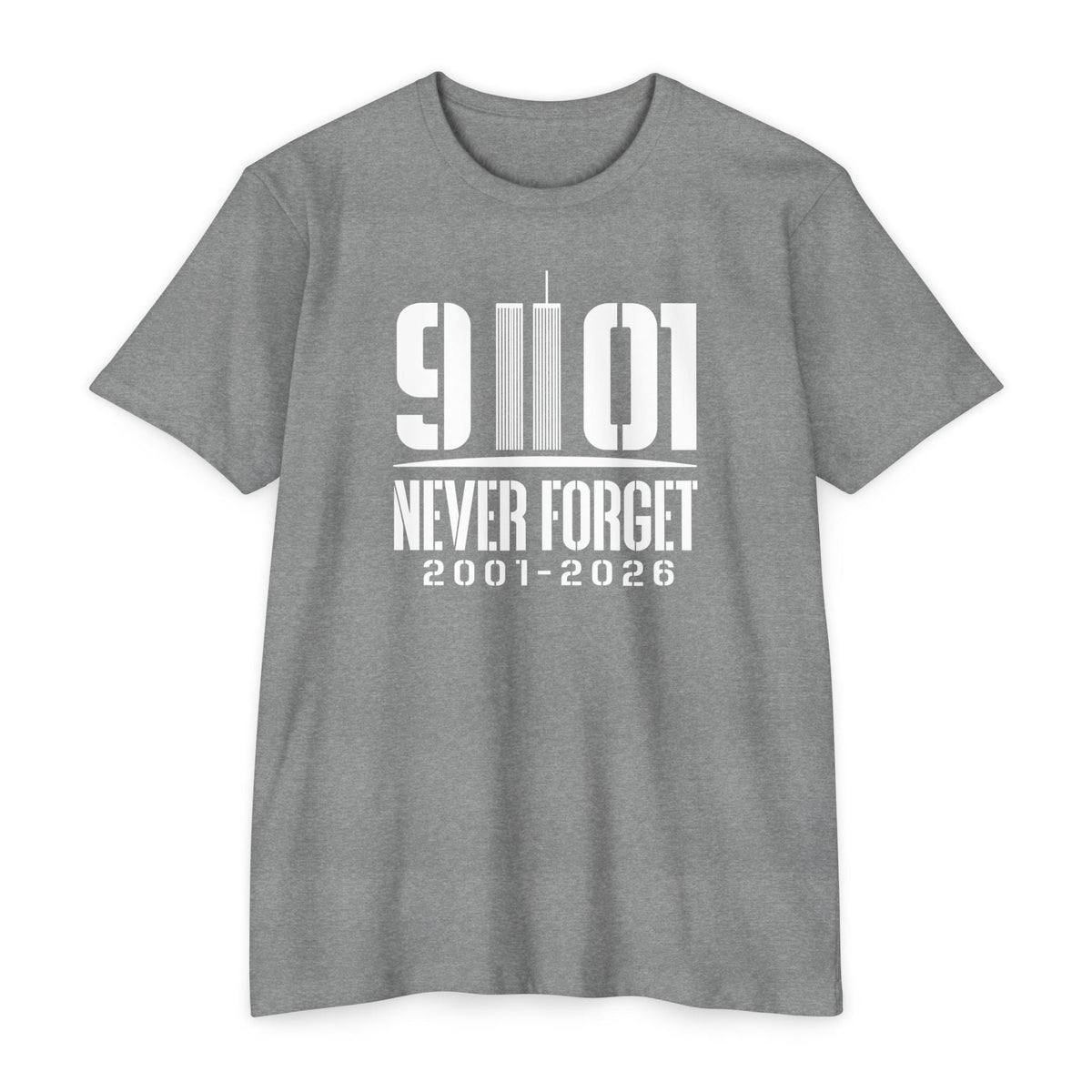 9/11 Never Forget T-Shirt — 2001–2026 25th Anniverary Memorial - PatriotDepot.com